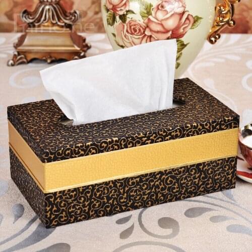 Palace royal luxury big rectangle leather tissue box toilet paper storage pumping napkin holder case dispenser 421B