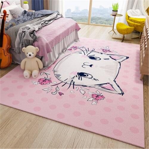 Cartoon Kitty Pink Rug Kids Room Carpet Children Playmat Tapis Chambre Enfant Living Room Floor Carpet And Rugs For Girls Room