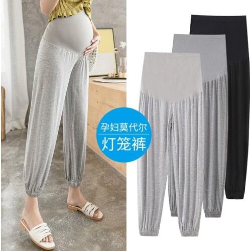 931# Maternity Pants Summer Solid color Loose Style Adjustable Elastic Waist Belly Support Pants Maternity Trousers