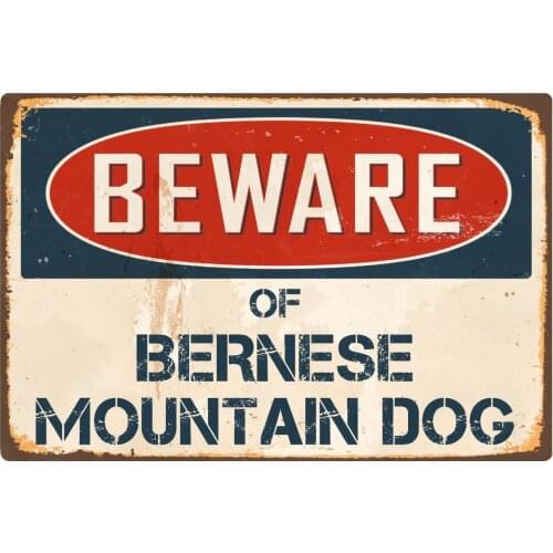 StickerPirate Beware of Bernese Mountain Dog 8 x 12 Vintage Aluminum Retro Metal Sign VS052