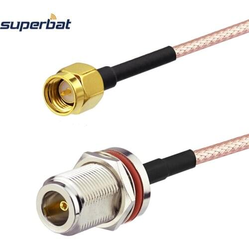 Superbat SMA Plug to N-Type Jack Nut Bulkhead O-ring Connector Pigtail Coaxial Cable RG316 15cm for Wireless Antenna