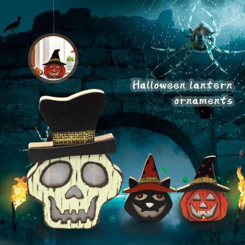 Halloween lights Wooden Pumpkin Lantern Ghost Festival Decoration haunted house Cemetery Castle Ghost props decoration