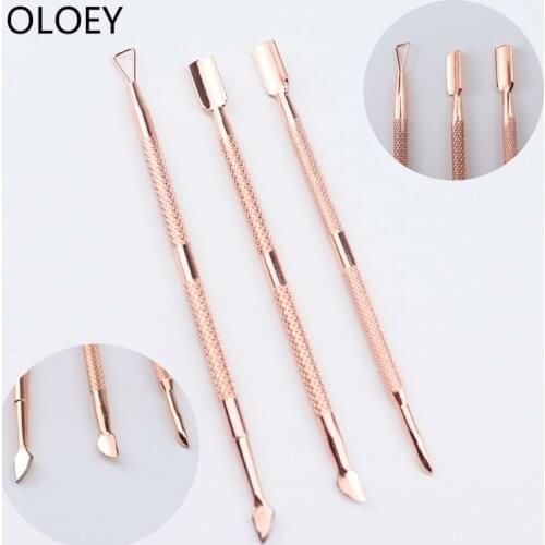 Pusher 1PCS Nail Art Tools Stainless Steel Cuticle Pusher For UV Gel Nail Polish Lacquer Pusher Pedicure Manicure Care Cleaner