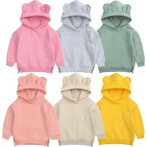 Parent-child Hoodie New Childrens Sweatershirt Autumn And Winter Clothes 10t Boys Girls Fleece Jacket Bear Ears Family Wear Out