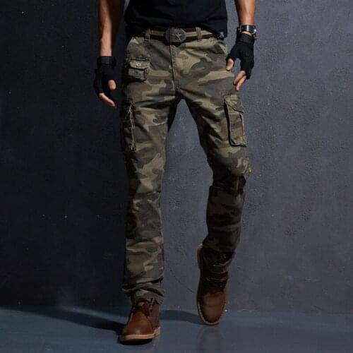 Spring Military Cargo Tactical Pants Cotton Casual Camouflage Trousers