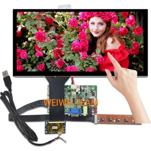 Wisecoco 12.3 inch HSD123KPW1-A30 LCD with Touch Panel Ultra Wide stretched Bar Screen 1920*720 Car VGA LVDS drive board