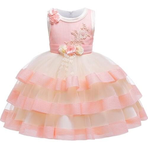 3-10Y Princess Flower Girl Dress Lace Cake Wedding Birthday Party Kids Dresses For Girls Children Costume Teenager Prom Designs