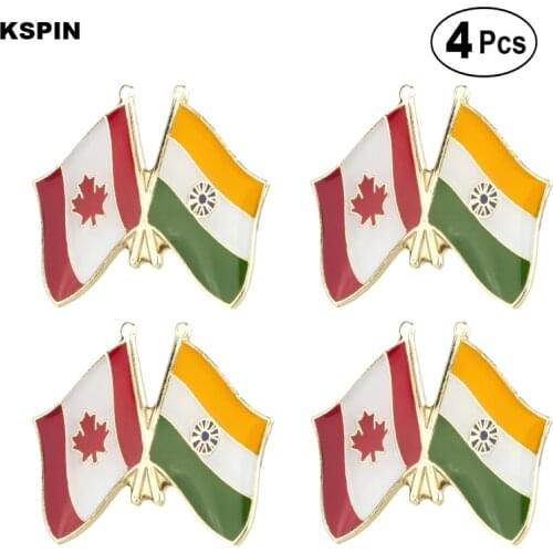 Canada & India Friendship Flag Pin Lapel Pin Badge Brooch Icons 4pcs
