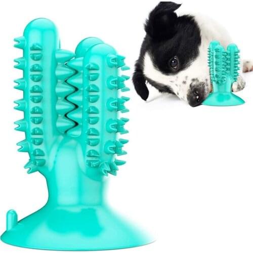 Dog Toothbrush Chew Toys Puppy Dog Teeth Cleaning Stick with Suction Cup - Natural Rubber Dental Care Toothbrush Toys for Dog