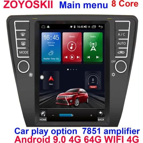 Android 9.0 os 10.4 inch vertical tesla style CAR Radio GPS bluetooth Navigation player for For Skoda Octavia 2015-2017