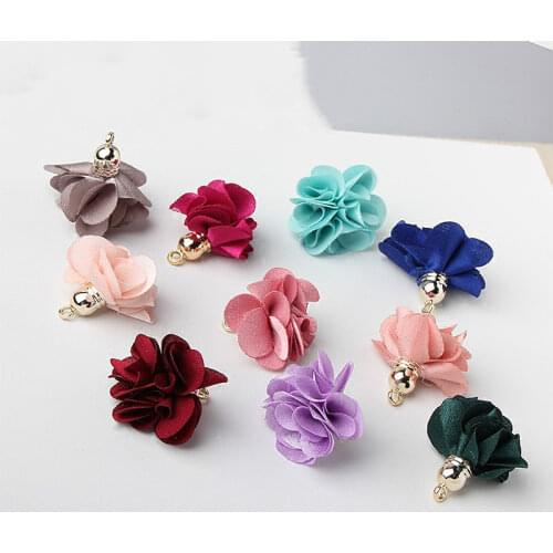 Satin small petal flowers, tassels, handmade ornaments, DIY keys, handset hanger pendants