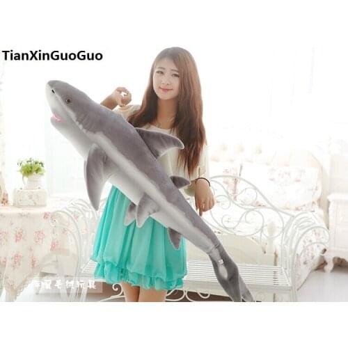 Large 140cm gray shark plush toy soft doll creative throw pillow birthday gift h2033