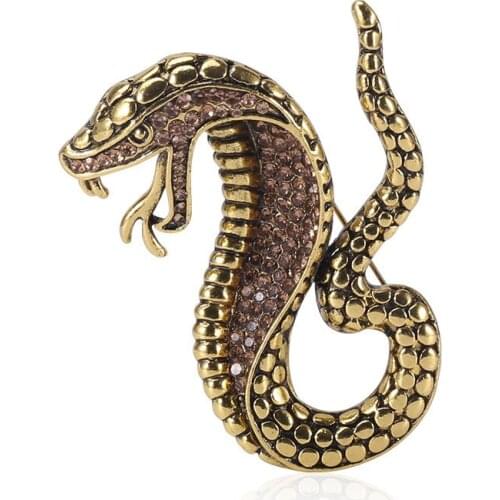 Cross-border new Occident Chinese zodiac personality snake diamond brooch alloy pin fashion clothing accessories