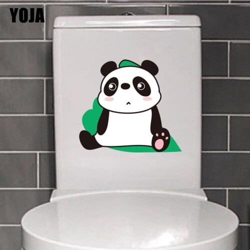 YOJA 23.5X21.2CM Cartoon Panda Childern Room Home Decor Toilet Decal Wall Sticker Cute Animal T3-1130