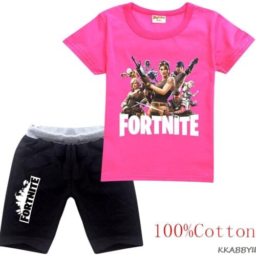 Kids Boy Summer Cotton T-shirt Shorts Suit Fortnite Short Sleeve T Shirt + Shorts Fortnites Fashion Childrens Clothing Sets