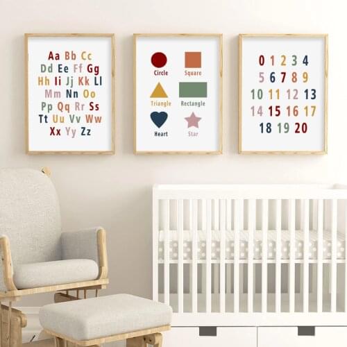 Cartoon Nursery Dercoation Alphabet Canvas Painting Poster Print Scandinavia Wall Art Pictures for Living Room Home Decoration