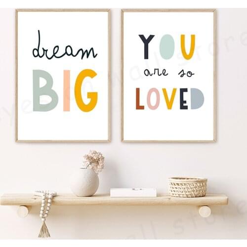 Big Dream Canvas Painting Simple Quote Poster Colorful Letter Nursery Wall Art Print Nordic Child Kids Bedroom Decor Picture
