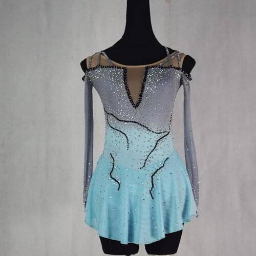 Customized Costume Ice Skating Figure Skating Dress Gymnastics Competition Adult Child Girl Skirt Performance Rhinestone