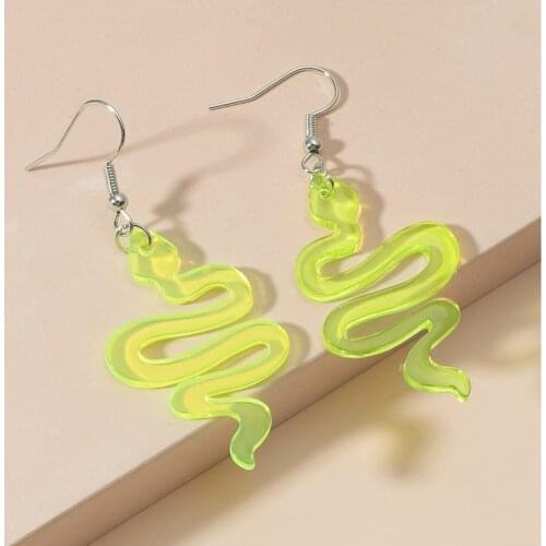 Fashion Snake Earrings for Women Neon Acrylic Snake Drop Earrings for Party Girls Long Dangle Earing Female Party Jewelry Gift