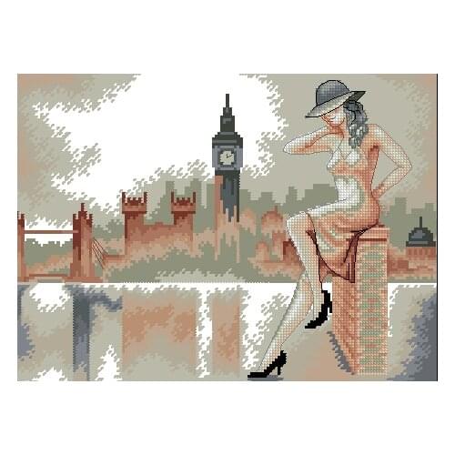 Top Quality 14CT Counted Unprinted Cross Stitch Kits Needlework For Embroidery London and Sexy Women Home Decor Arts Handmade