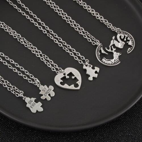 Jigsaw Necklace BFF Good Friend Couple Gift Charms Geometric Shape Joining Together Women Men Unisex Jewelry