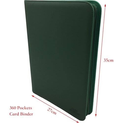 360 Pockets Side Loading Trading Card Binder - Zip Binder Album - 9 Pocket TCG Collector Folder: Green Color