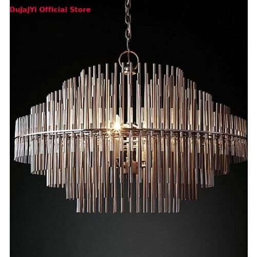 Postmodern American living room chandelier simple villa retro decoration Nordic light luxury bar bedroom LED chandelier lighting
