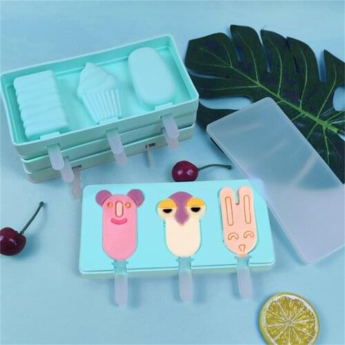 Silicone Ice Cream Mold With Lid Reusable Popsicle Molds DIY Homemade Cute Snowman Popsicle Ice Pop Maker Mould