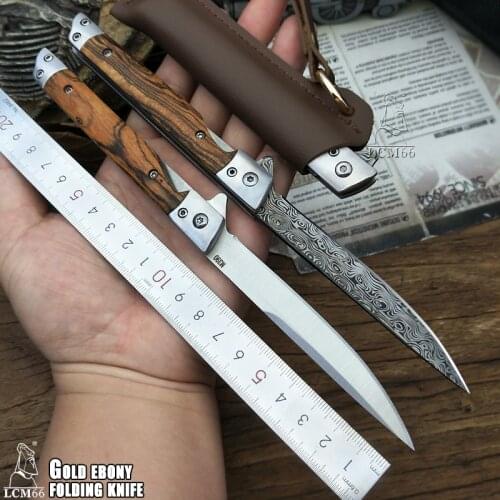 LCM66 Folding knife Gold ebony handle Portable Pen knife Tools Very sharp Quick opening Outdoor knife fruit knife Free shipping