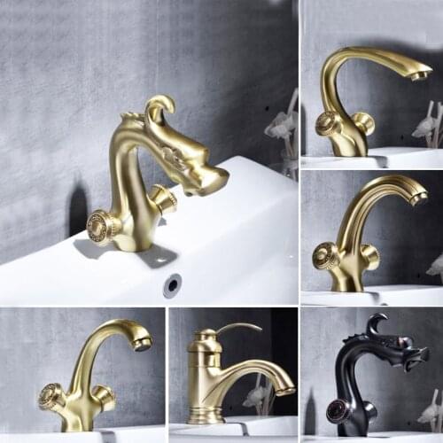 5 Models Gold and Black Color Brass Material Deck Mounted Cold & Hot Water of Aminal Artistic Faucet