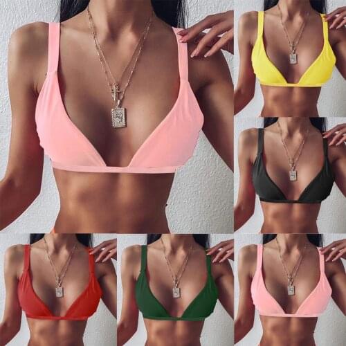 Sexy Solid Ribbed Bikinis 2021 Mujer High Waist Swimsuit Women V Neck Swimwear Female Sport Bathing Suit Stripe Biquini