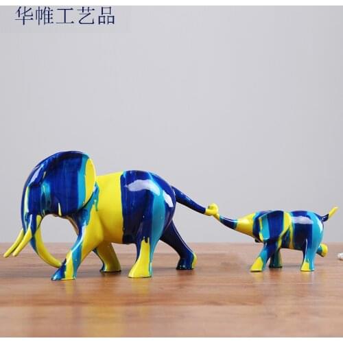 Modern Feng Shui Elegant Elephant Trunk Statue Lucky Wealth Figurine Gift and Home Decorations Miniature Animal Resin Sculpture