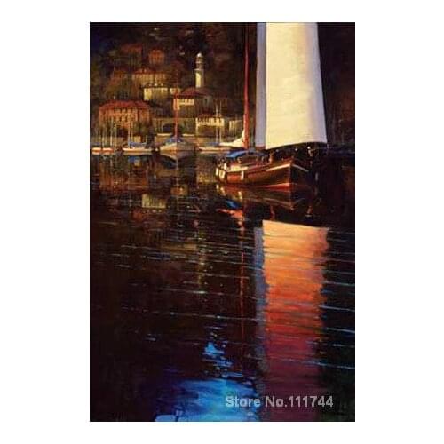 Modern art People Lake Como Sunset Sail by Brent Lynch paintings reproduction High quality Hand painted
