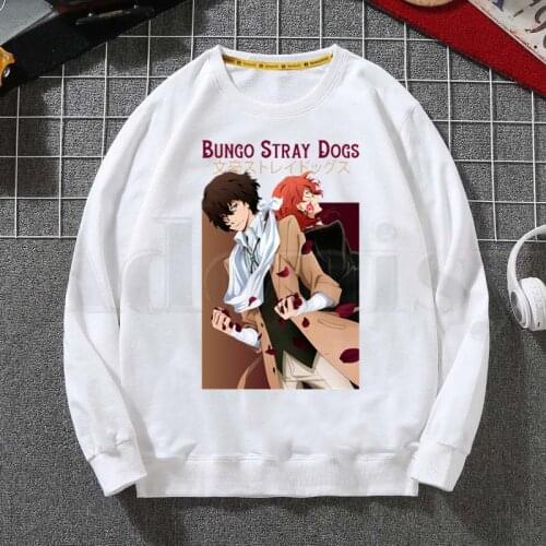 Bungou stray dogs Chuuya Nakahara Osamu Dazai Hoodies Sweatshirt Print Trend Mens Clothes Hip-Hop Male Crewneck Hoodies Men