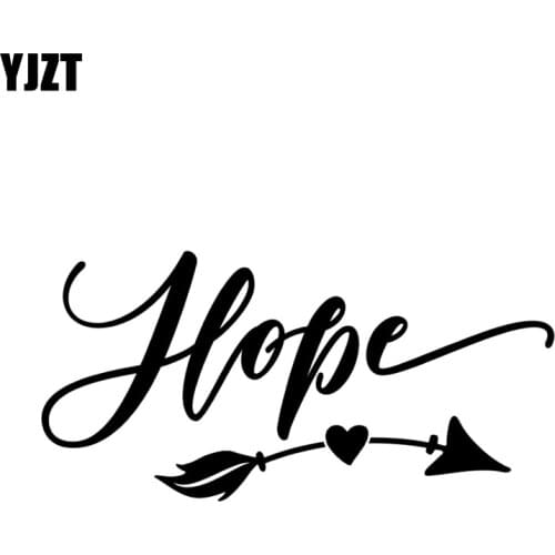 YJZT 14CM*6.8CM Hope Decal Inspirational Vinyl Car Stickers Heart Arrow Art Decoration Black Silver C10-02148