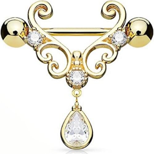 1pcs Heart Nipple Ring Helix Piercing Earring Water Drop Dangle Nipple Piercing Surgical Steel Pircing Body Jewelry