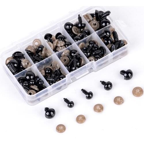 100pcs/set Black Plastic Safety Eyes for Teddy Plush Doll Puppet DIY Crafts 6-12mm Toys Dolls DIY Accessory Eyeball