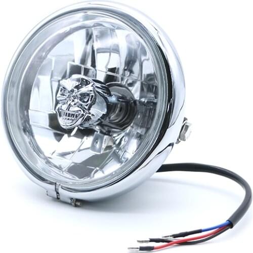 12v Motorcycle Skull Bulb Headlight Head Light Lamp For Harley Dyna FLHT Fatboy FLST Honda Yamaha Suzuki Kawasaki Custom