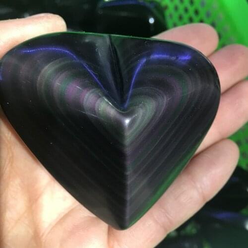 160-170g polished Natural rainbow obsidian crystal stone heart reiki healing beautiful crystals gemstone as gift