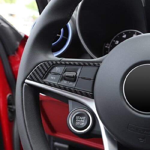 2pcs Carbon fiber Style For Alfa Romeo Giulia Stelvio 2016 2017 2018 ABS Chrome Steering Wheel Decoration Frame Trim Accessories