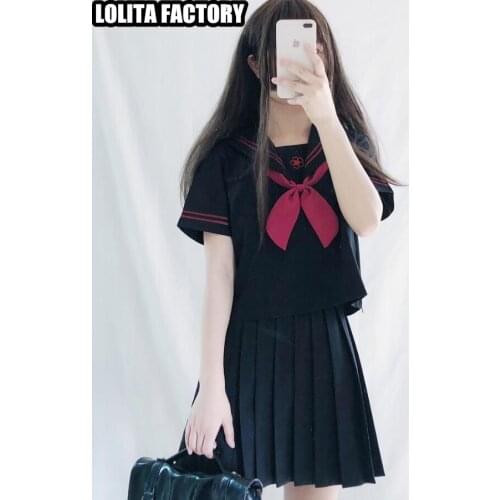 2020 Autumn Japanese School Uniforms For Girls Cute Long-length Sailor Tops Pleated Skirt Full Sets Cosplay JK Costume Series