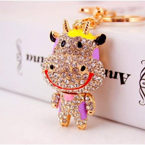 2021 New Year Rhinestone Cow Crystal Cow Cute Cow Keychain For Car Handbag Keychain