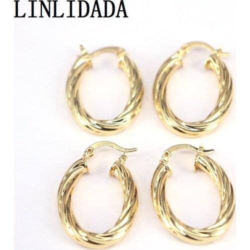 4Pair 2020 Fashion Oval gold color Punk Hoop Earrings Ear Clip Wedding Party Jewelry Gift