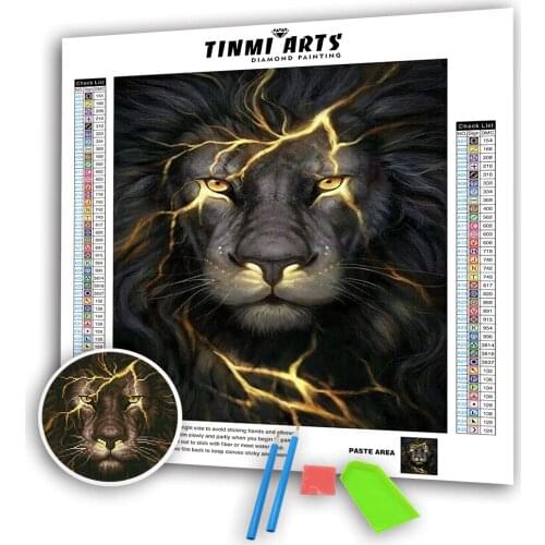 5D DIY Diamond Paintings Lion Full Round AB Drill Mosaic Art Velet Canvas Animals Kits Embroidery Wall Stickers Decoration Home