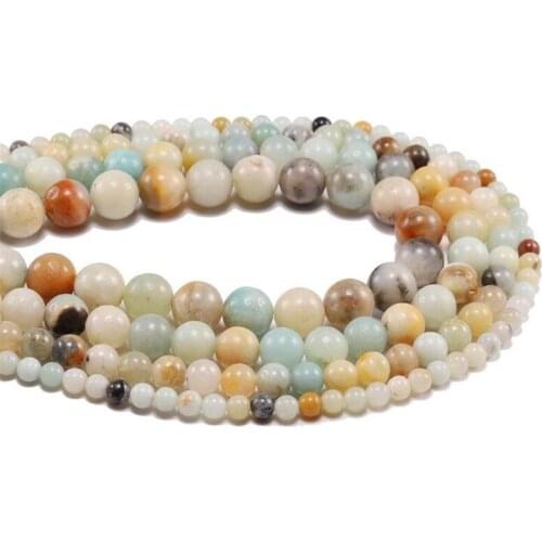 Natural Amazonite Stone Beads Round Loose Spacer Beads For Jewelry Making DIY Bracelet Necklace Accessories 4 6 8 10 12mm 15