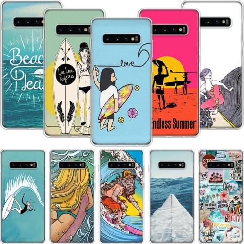Surfboard Surfing Art Surf Girl Summer Phone Case For Samsung Galaxy A51 A71 A70 A50 A40 A30 A20E A10 A01 A21 A41 A20S A6 A7 A8