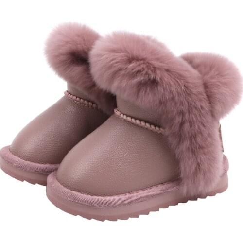 CMSOLO Boots Shoes Baby Winter Fashion Shoes Flat Heels Toddlers Kids Leather Boots Shoes Plush Anti-Slip Boots Shoes