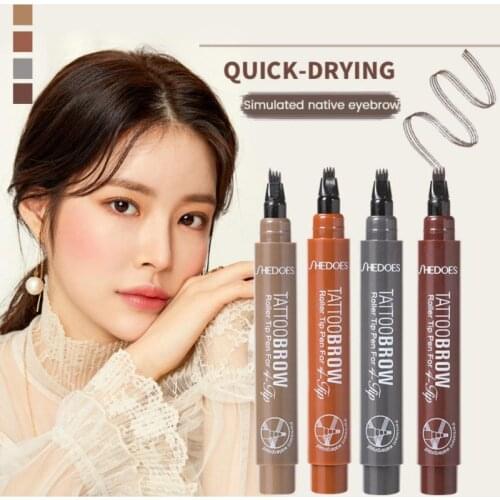 Four-pronged Eyebrow Pen Color Quick-drying Easy To Apply Waterproof Long-lasting Non-smudge Liquid Eyebrow Pencil ​TSLM1