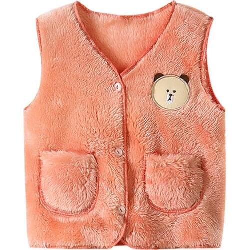Kids Baby Vest Warm Cardigan Autumn Jacket 2021 New Cartoon Cute Sleeveless for Children Clothes Boy Girl Flannel Waistcoat 0-5y