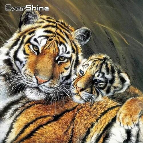 EverShine Diamond Painting Tiger Cross Stitch Diamond Mosaic Animals Picture Rhinestones Handmade Hobby Art Gift Wall Decor